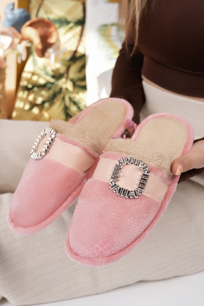 Modafırsat Kadın Ev Terliği Peluş Yıkanabilir İçi Yünlü Kürklü Terlik Misafir Çeyiz Bohça Gelin Terliği