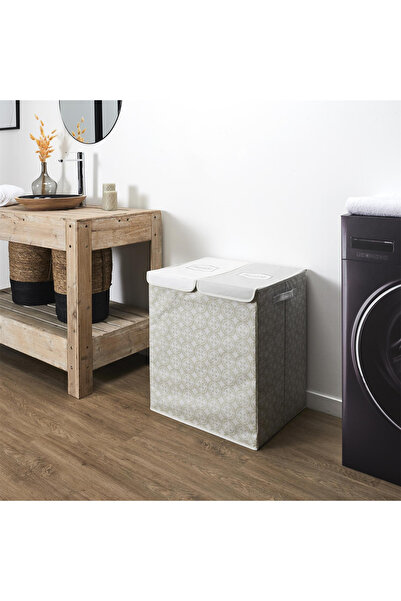 Other LAUNDRY BASKET 50x41x57 cm DOUBLE gray fabric foldable