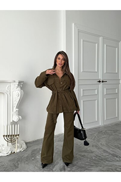 dolu butik Khaki Denim Suit