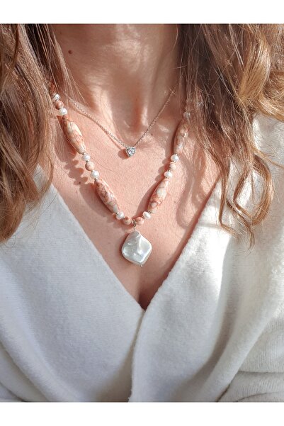 Abundo Colier din jasp sesame si perle de cultura cu argint 925, 52 cm