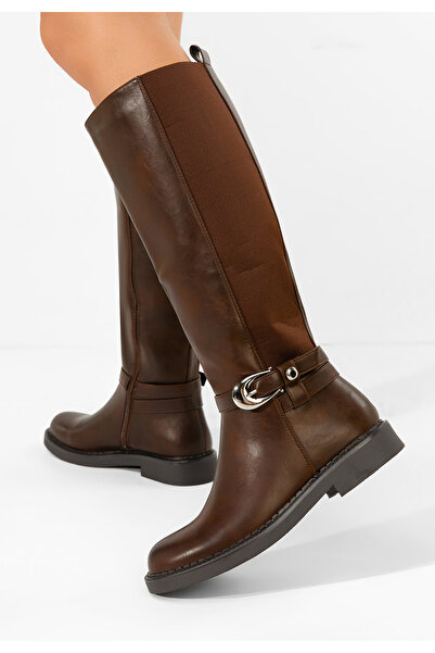 B T Shoes Cizme lungi fara toc Cevina maro