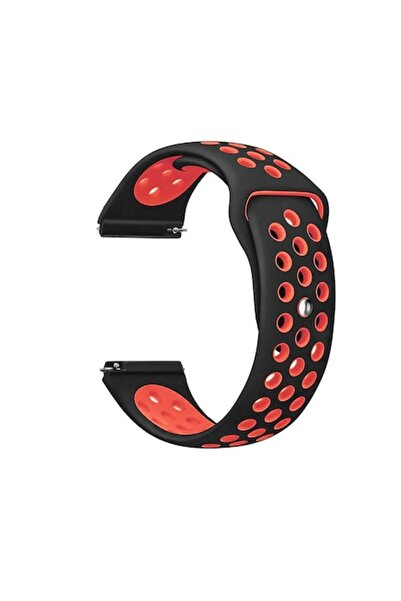 Edman sports silicone strap compatible with Samsung Gear S3, Quick Release, 22mm, Black/Red