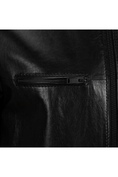 Desa Men's Black Judge Collar Fit Leather Jacket