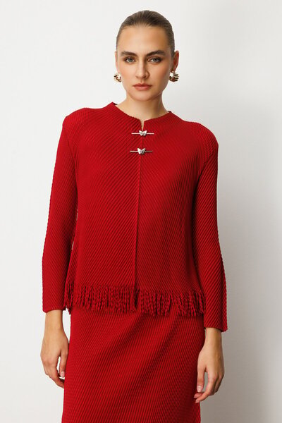 Ekol Tasseled Blouse with Butterfly Accessories