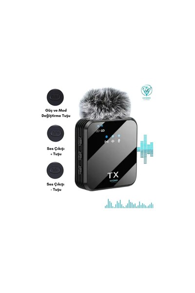 chimon F11-2 Profesyonel 2 Lİ Kablosuz Yaka Mikrofonu 3in1 Mikrofon Type-C/Lightning/Jack