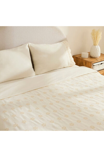 Karaca Home Lacera Embroidered Double Duvet Cover Set Ecru