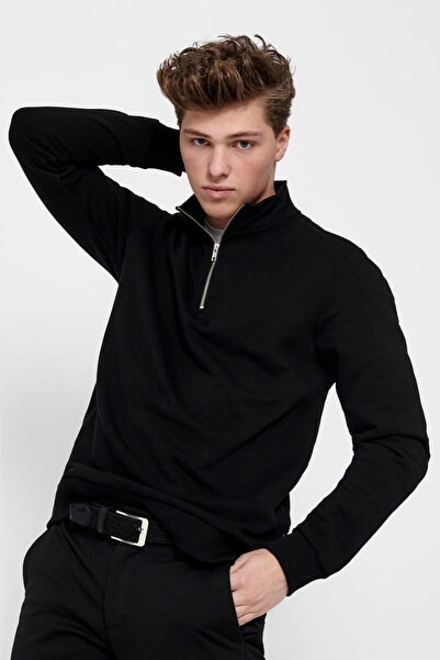 ONLY & SONS Erkek Yarim Fermuarli Sweatshirt - Ceres - Yüksek Yaka, Uzun Kollu, Rahat Kalip