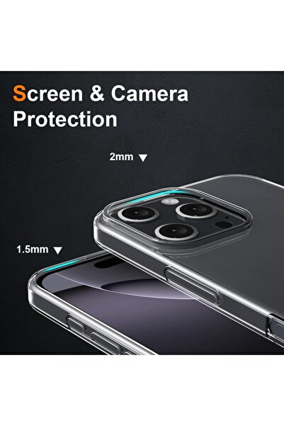 Flippy Προστατευτική θήκη σιλικόνης, για Apple iPhone 16 Pro Max, υπολογιστή, ανθεκτική στις κρούσεις, διαφανής