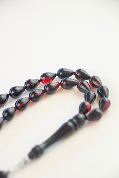 Tesbih Otağı Drop Cut Red Black Fire Amber Rosary