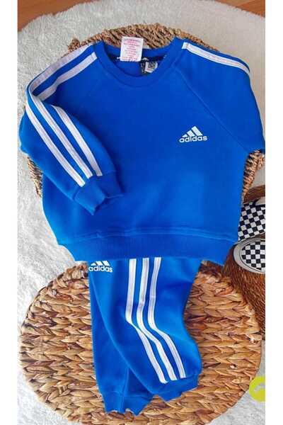 Karan Kids Unisex Children's Stripe Detail Blue Top and Bottom Set