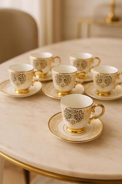 Tutku 6-Piece Stylish Designed Coffee Cup Set for Daily and Special Use