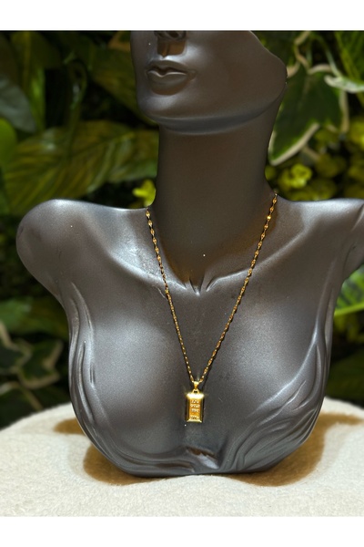 stainles steel Altın Külçe Model Kadın Kolye – 24K Görünümlü Minimal Tasarım