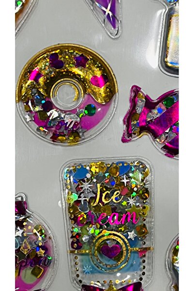 Next Plus Glitter Magic Delicious Icecreams Autocolant tridimensional cu sclipici, cu mișcare în interior, 1 pachet