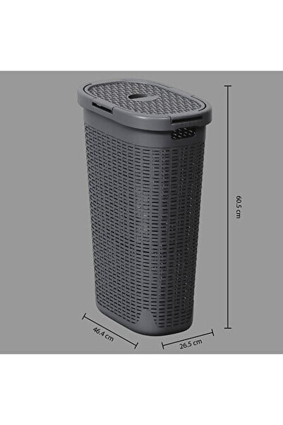 Other Narrow laundry basket 40 l synthetic rattan dark gray