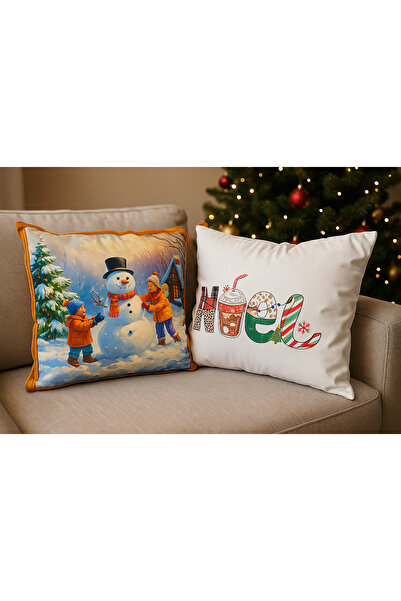 Limon Soft Double-Sided Printed Candy Christmas Patterned Set of 2 Velvet Throw Pillow Covers New Year - Christmas