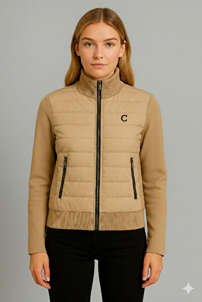 YusGos Women's Padded Water Repellent Inflatable Shiny Steel Mesh High Quality Coat Jacket