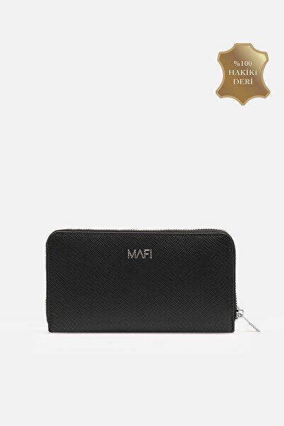 MAFİ Masted 100% Genuine Leather Black Zippered Women's Wallet
