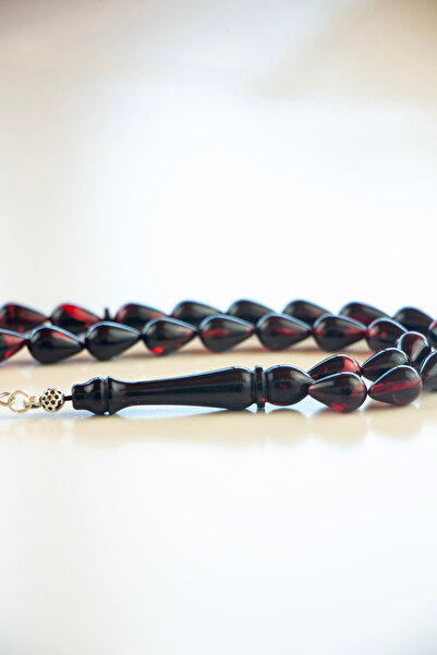 Tesbih Otağı Drop Cut Red Black Fire Amber Rosary
