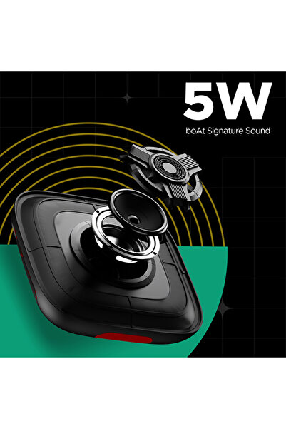 BOAT Stone 190 Pro Bluetooth Speaker — 5W, 12hr Playtime, TWS, Bluetooth v5.3, IPX6 (Raging Black)