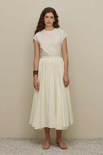 Fahhar Gode Detailed Layered Skirt Ecru
