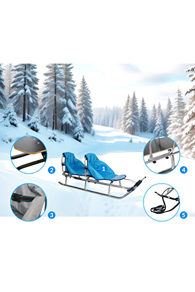 Other Large duo twin tandem sled for children with backrest, solid, lightweight belts PL