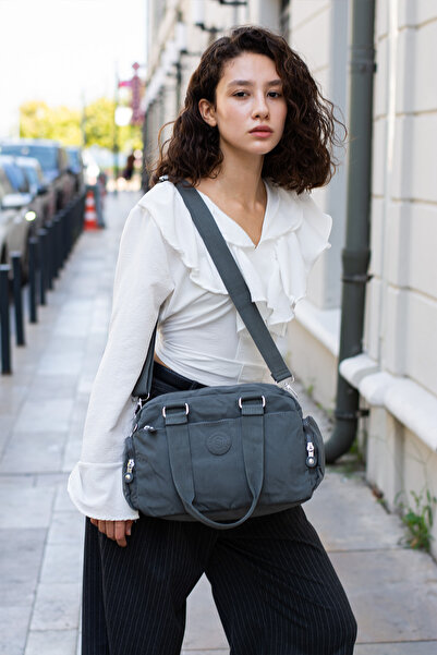 Sanmorris 3030 Unisex Krinkle Fabric Shoulder and Crossbody Bag