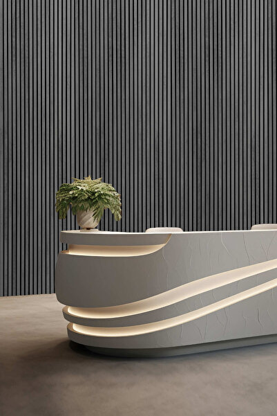 shop Mdf Ahşap Akustik Duvar Paneli 100x275 Cm - Koyu Taş