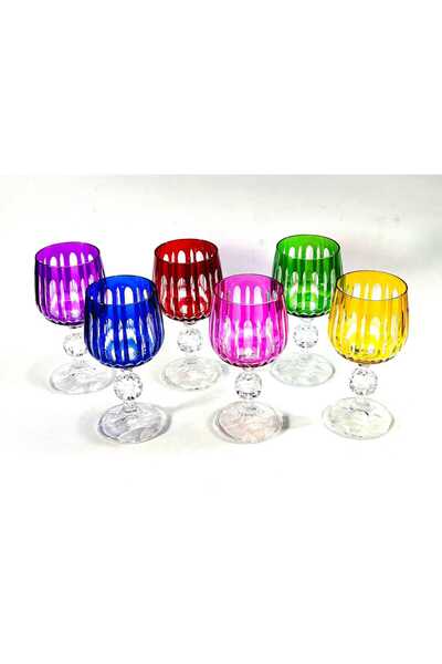 Kristal Market طقم أكواب كريستال مصنوعة يدويًا بنقش زهرة اللوتس، 6 قطع