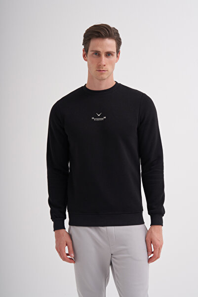 Cazador 24KCEEO05227 Siyah Erkek Bisiklet Yaka Küçük Logolu Sweat Tshirt