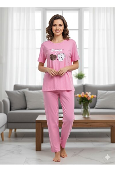 FAMES PİJAMA Women's Short Sleeve Pajama Set
