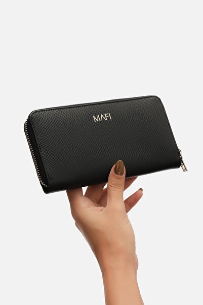 MAFİ Masted 100% Genuine Leather Black Zippered Women's Wallet