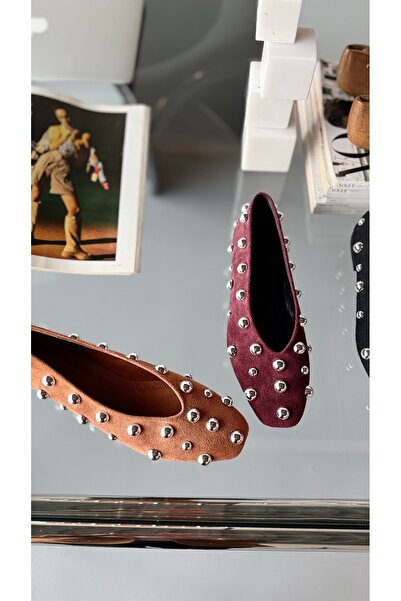 Eataly Shoes Velvet Burgundy Square Shape Silver Round Buckle Accessory Ballerinas