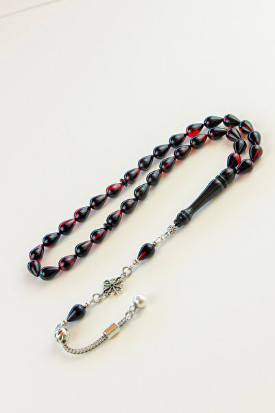 Tesbih Otağı Drop Cut Red Black Fire Amber Rosary