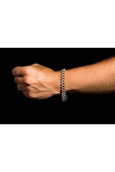 Dr.Ice Bratara cuban 12mm Diamond placata cu aur