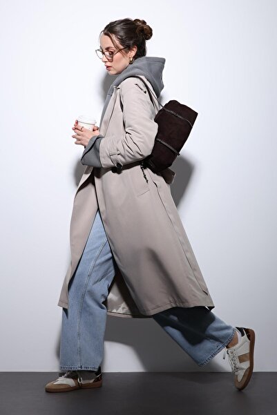 Antioch Beige Double-Breasted Belted Women's Trench Coat