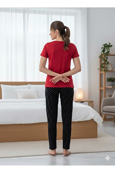 FAMES PİJAMA Women's Burgundy Pajama Set