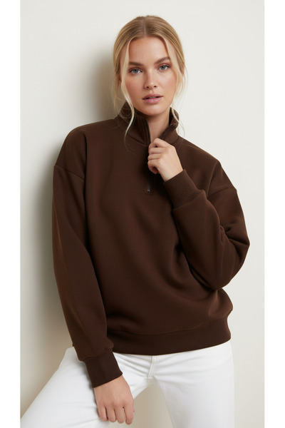 ENZİM JEANS Дамска суитшърт без качулка с половин цип