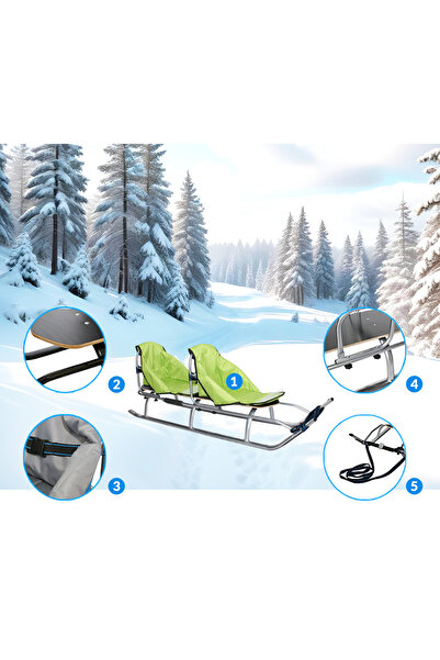 Other Duo twin tandem sled large for children with backrest, solid, lightweight belts PL