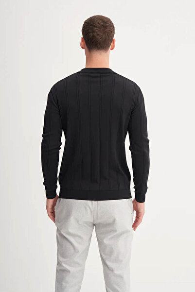 Cazador Slim Fit Rayon Blended Premium Polo Collar Black Men's Sweater 33045