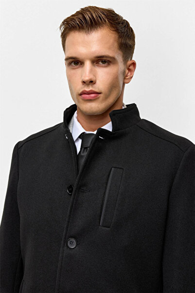 SÜVARİ Regular Straight Straight Collar Black Men's Coat Kb2010100322