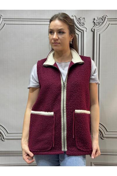 AGORATEKSTİL Women's Zippered Boucle Vest