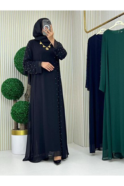 Elony Fashion Kadın Şifon Yandan Taş Detaylı Elbise