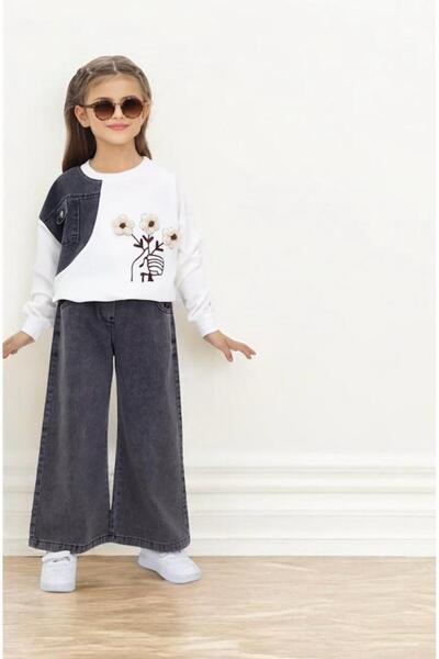 FÜME, JEAN VE NAKIŞ DETAY, SWEATSHİRT-PANTOLON TAKIM