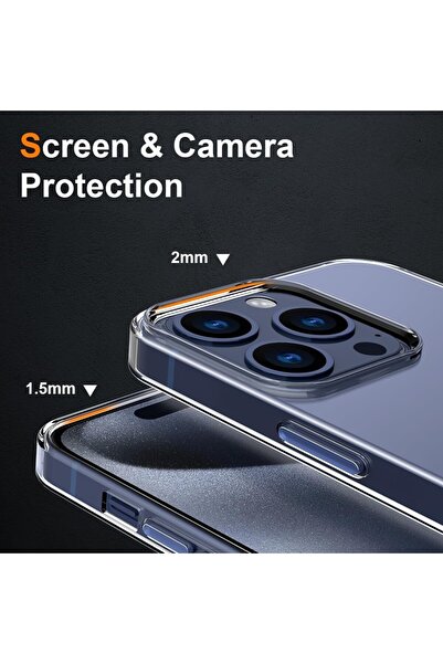 Flippy Προστατευτική θήκη σιλικόνης, για Apple iPhone 15 Pro, υπολογιστή, ανθεκτική στις κρούσεις, διαφανής