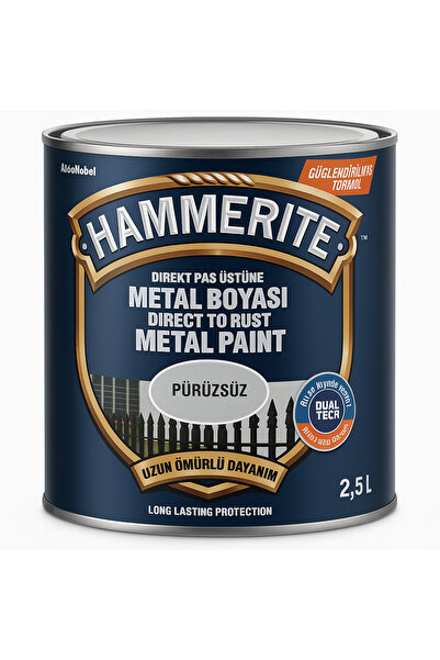 Marshall Hammerite Astarsız Boyasız Paslı Yüzey Metal Boyası Pürüzsüz Siyah 2...
