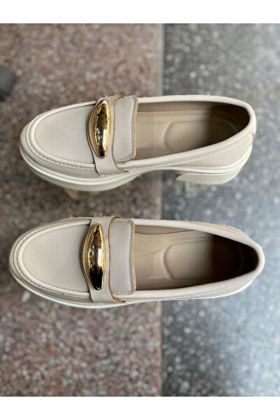 Metin Ayakkabı Skin Color Outer Material Skin Leather Water Resistant Women's Shoes