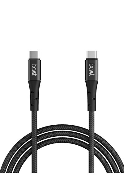 BOAT كابل شحن سريع C300 من Type-C، مقاوم للتشابك، بقوة 60 وات، مع غلاف مضفر من النايلون، وطول 1.5 متر، أسود