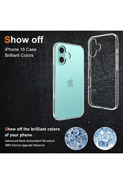Flippy Προστατευτική θήκη σιλικόνης, για Apple iPhone 16, υπολογιστή, ανθεκτική σε κραδασμούς, ανθεκτική στις κρούσεις, διαφανής