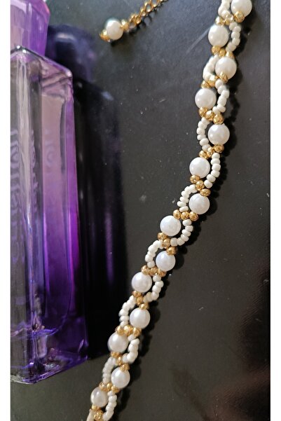 TREND White & Gold Spiral Technical Handmade Design Bracelet - Stylish & Elegant Women's Accessory