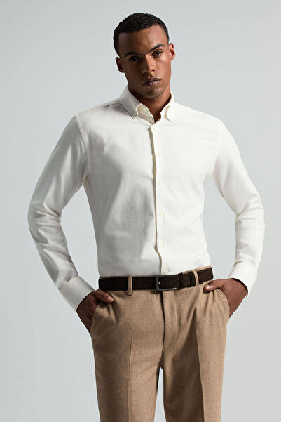 Hemington Pamuk Kaşmir Karışım Beyaz Gömlek